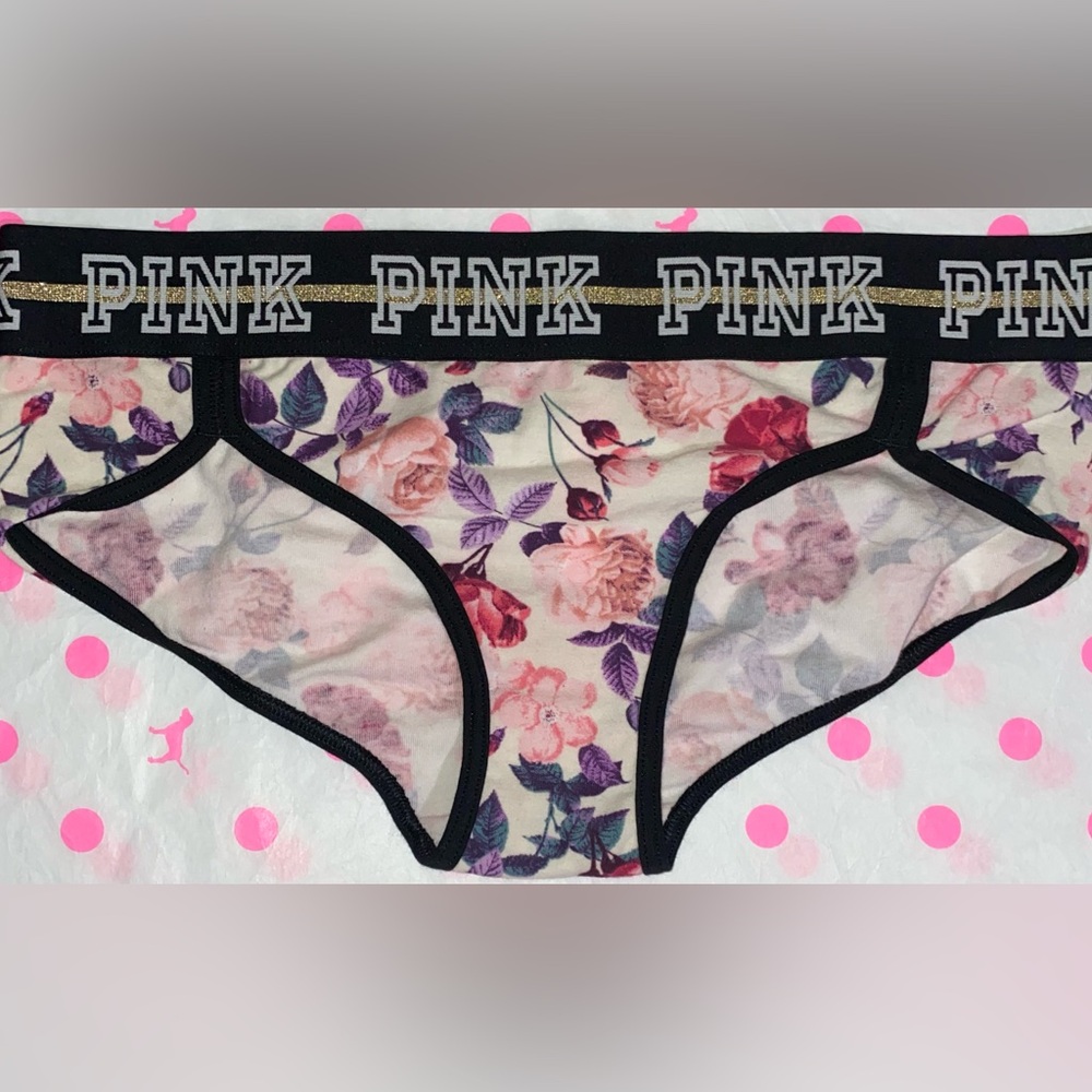 Victoria’s Secret Pink panties PINK cotton hipster PINK sparkle waist floral